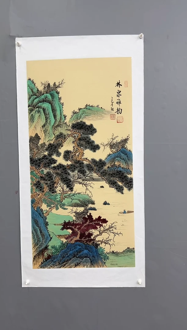 国画锦煌专属/李鲤手绘/林泉雅韵/画芯100*55三尺