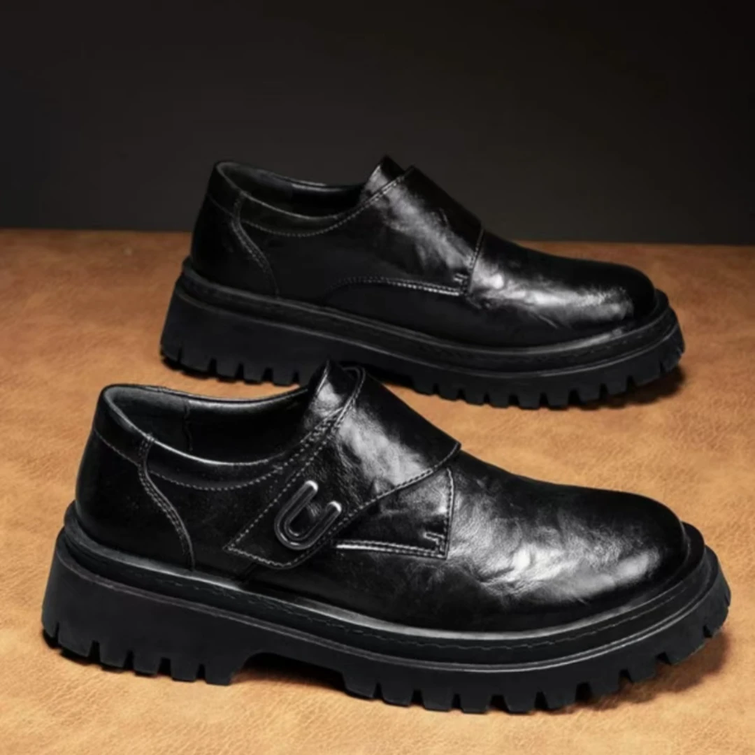 【断码-真皮】复古时尚真皮百搭厚底增高皮鞋秋冬季男休闲皮鞋