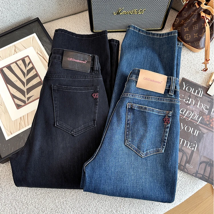 直腿薯条裤！ 百搭九分直筒牛仔裤秋季新款梨形显瘦高腰弹力法棍裤