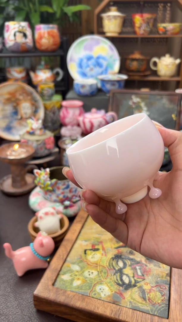器州粉青青瓷大肚可乐杯