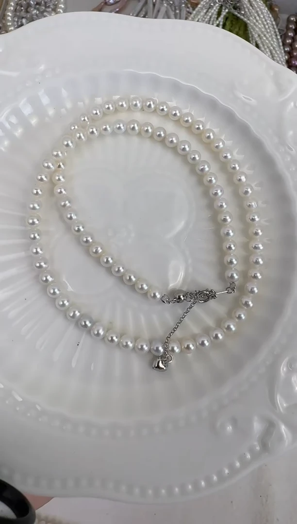 淡水珍珠银S925镶嵌颈饰4.75-5mm