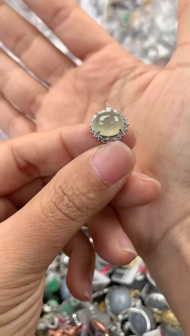 银S925镶嵌戒指翡翠444              2