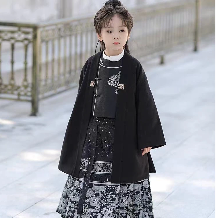 新款儿童马面裙男童套装中国风日常儿童汉服古风春秋女童唐装
