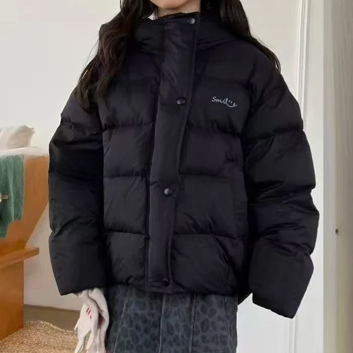 特2025新款女童冬季加厚蓬松笑脸图案羽绒服外套1117
