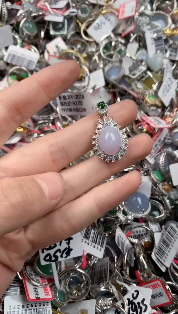 银S925镶嵌戒指翡翠555   10