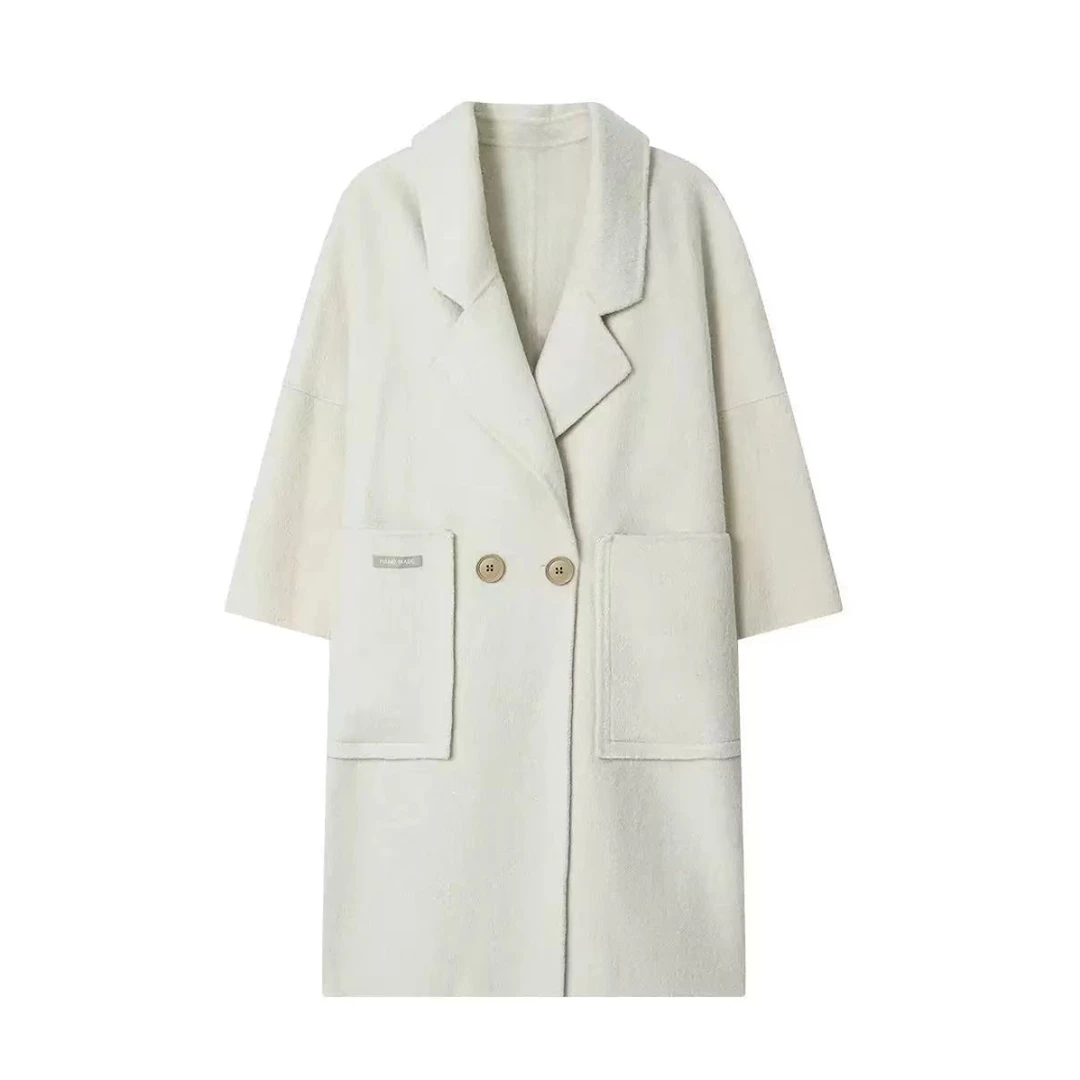 秋冬经典百搭双排扣落肩宽松廓形大衣4610