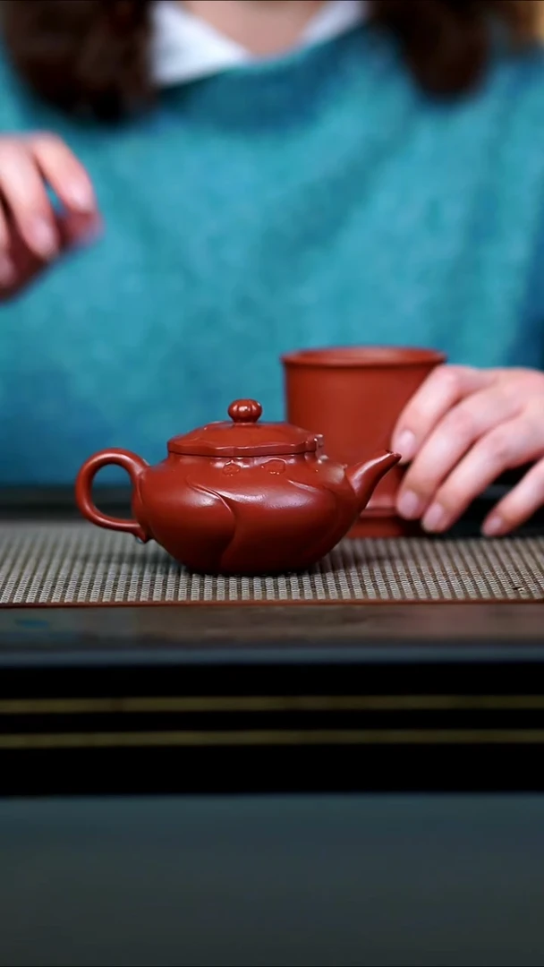 茶壶紫砂朱泥风卷葵190cc