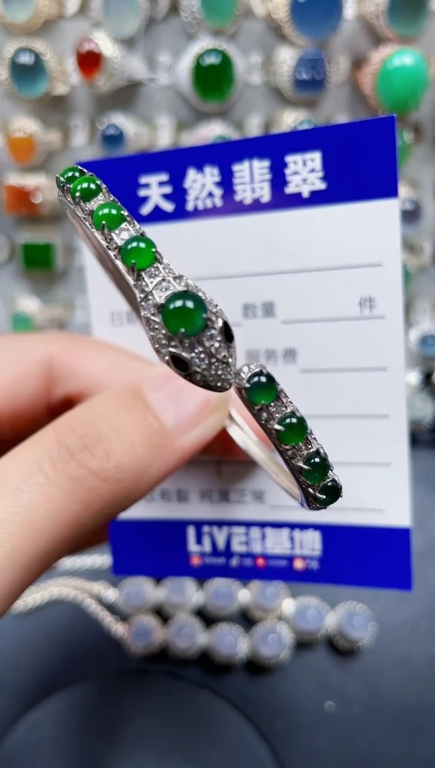 银S925镶嵌手镯翡翠227
