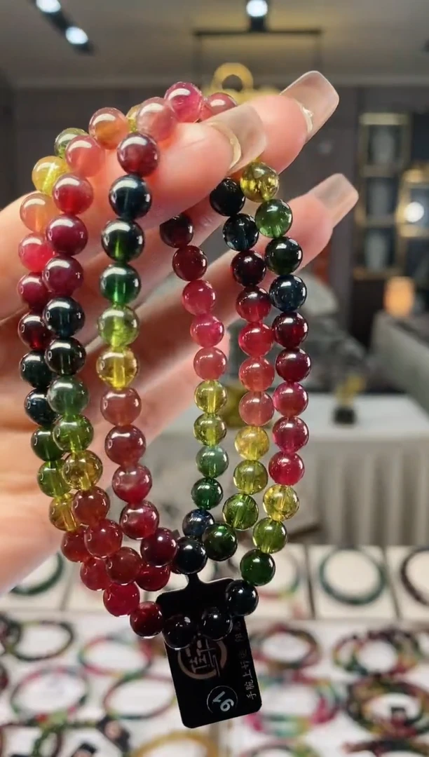 【闪购商品】碧玺三圈手串6mm+未镶嵌一物一证dan
