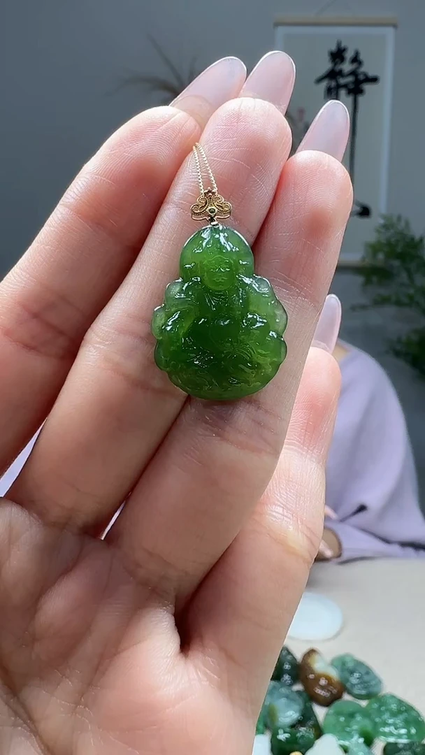 吊坠(不含链)18K金镶嵌和田玉1