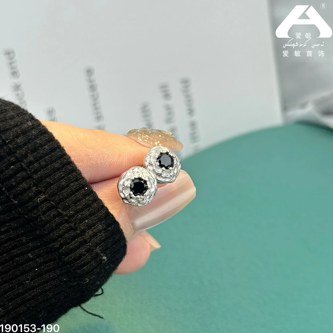 足银莫桑石耳饰 爱敏首饰耳钉190153