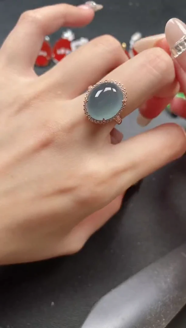 银S925镶嵌戒指翡翠15511