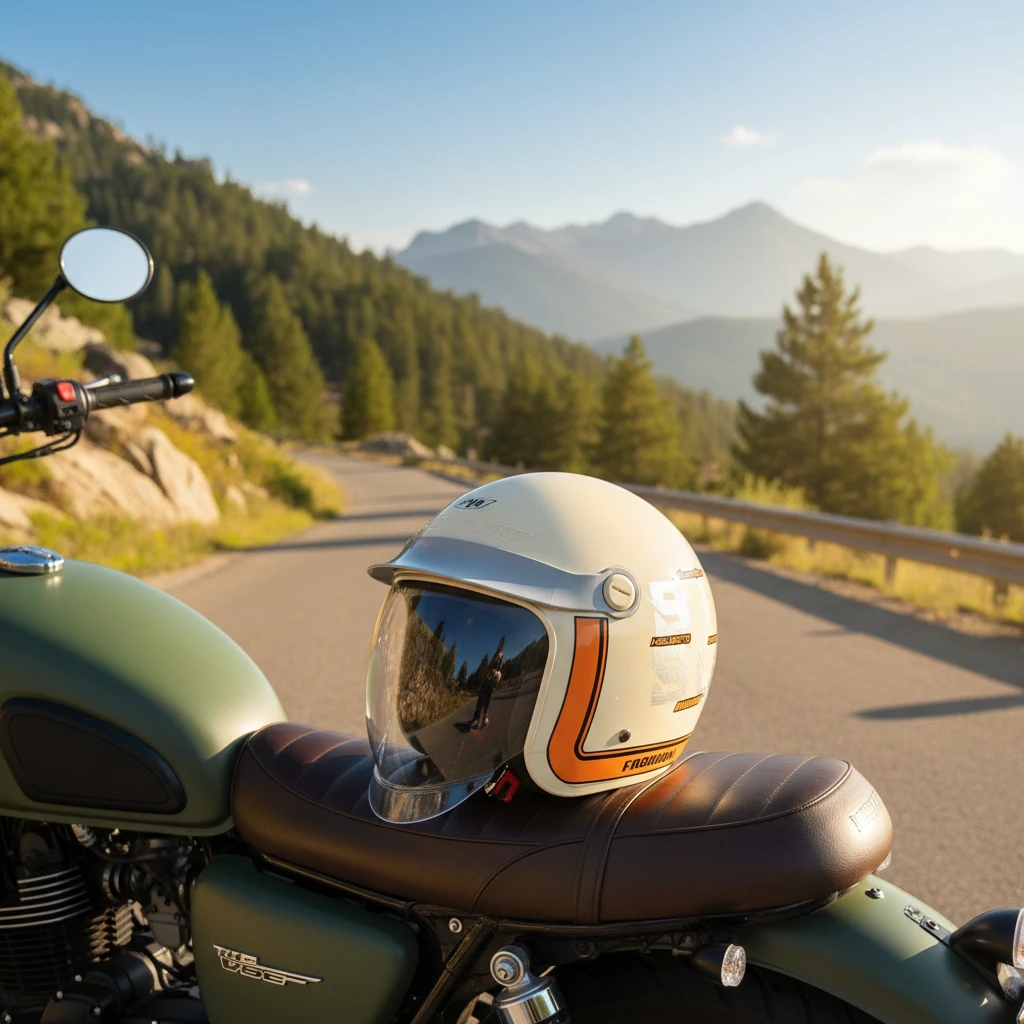 内推镜米色护耳可拆四季款电动车头盔