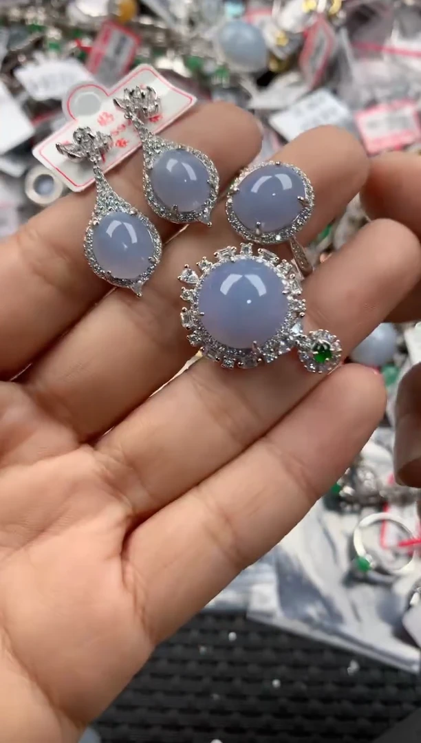 银S925镶嵌戒指翡翠11          5