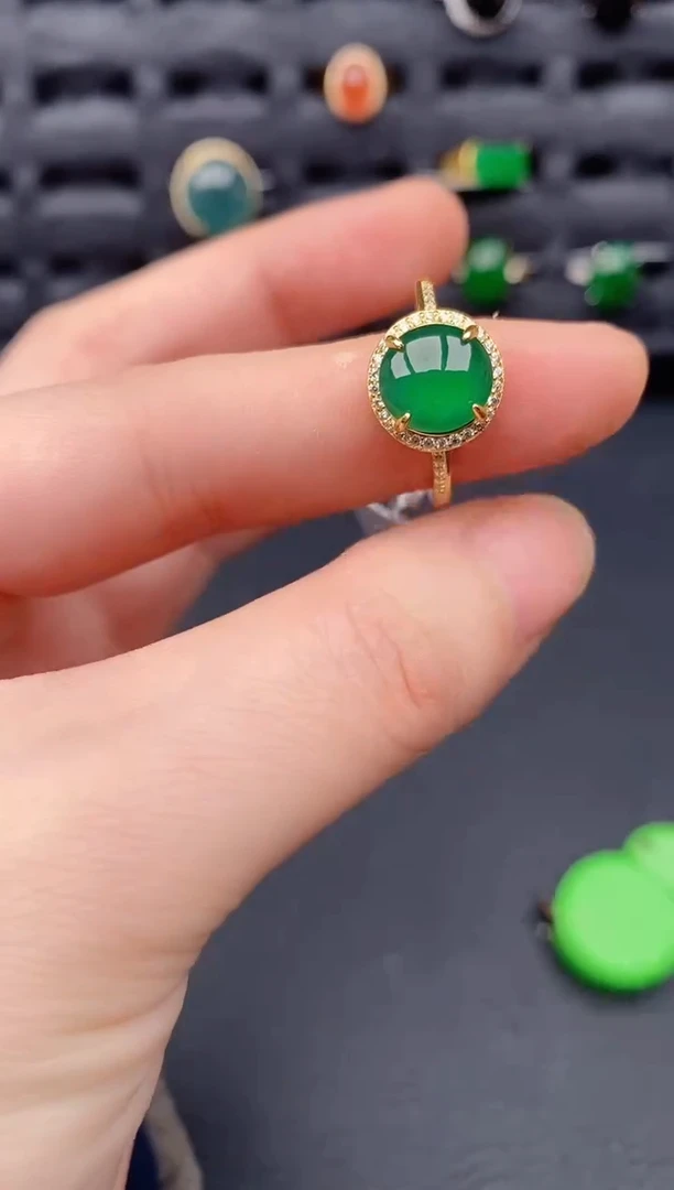 银S925镶嵌戒指翡翠天然a货翡翠206