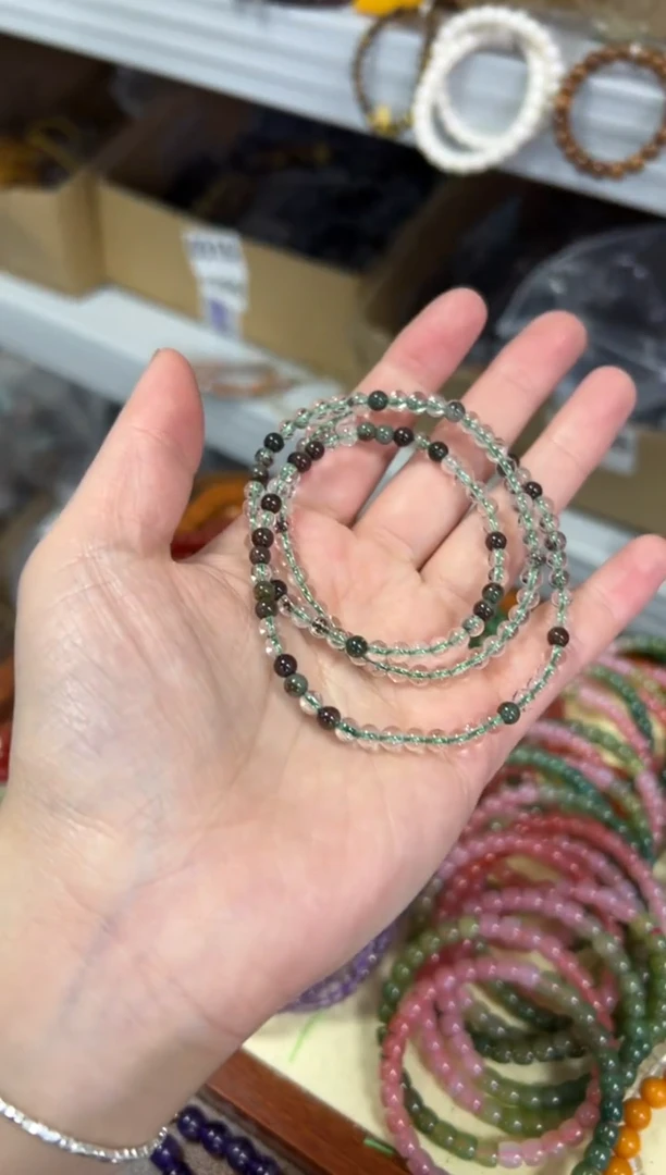 【闪购商品】水晶手链未镶嵌绿幽灵水晶多圈手链[1369]