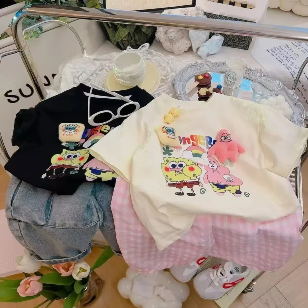 韩系可爱卡通潮牌短袖2025新款男女宝宝宽松上衣