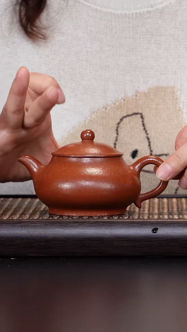 茶杯紫砂宜兴原矿紫砂@@手磨矿红降坡