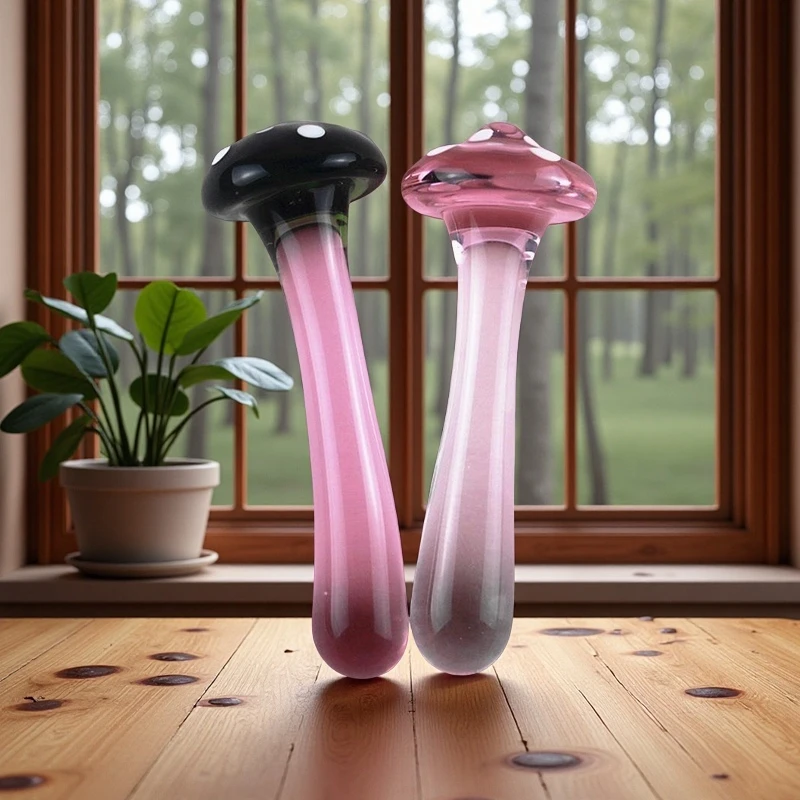 2025新款创意蘑菇玻璃小摆件客厅玄关高级感轻奢玻璃彩色蘑菇摆设