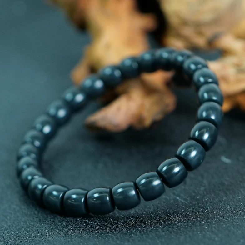 【老爸评测专属】和田玉墨玉直切手串7.5+ T073015