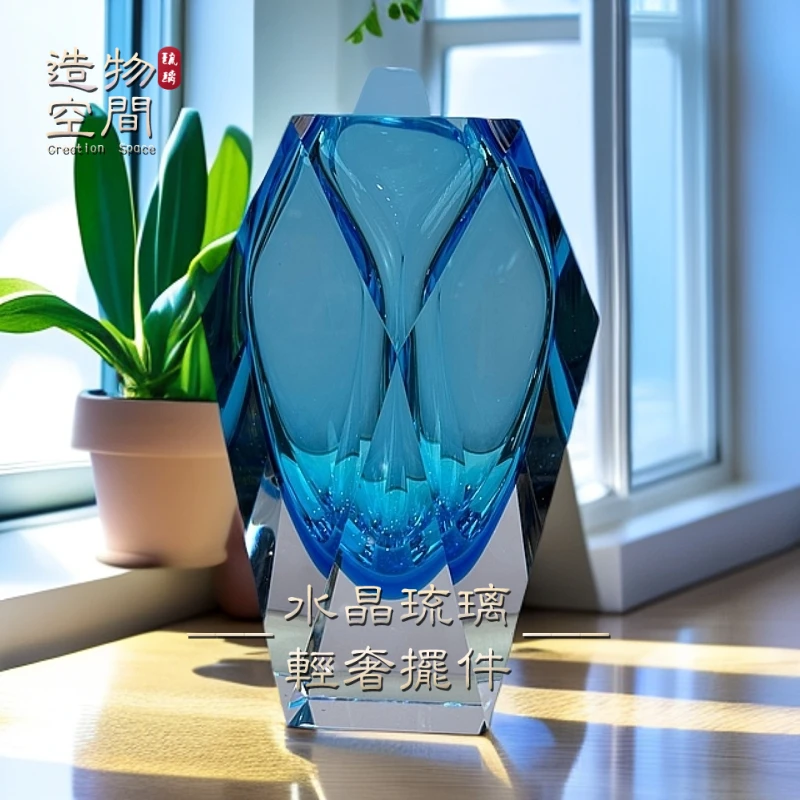 花瓶摆件【十二刻】造物空间美学现代轻奢高档水晶琉璃刻面简约个性