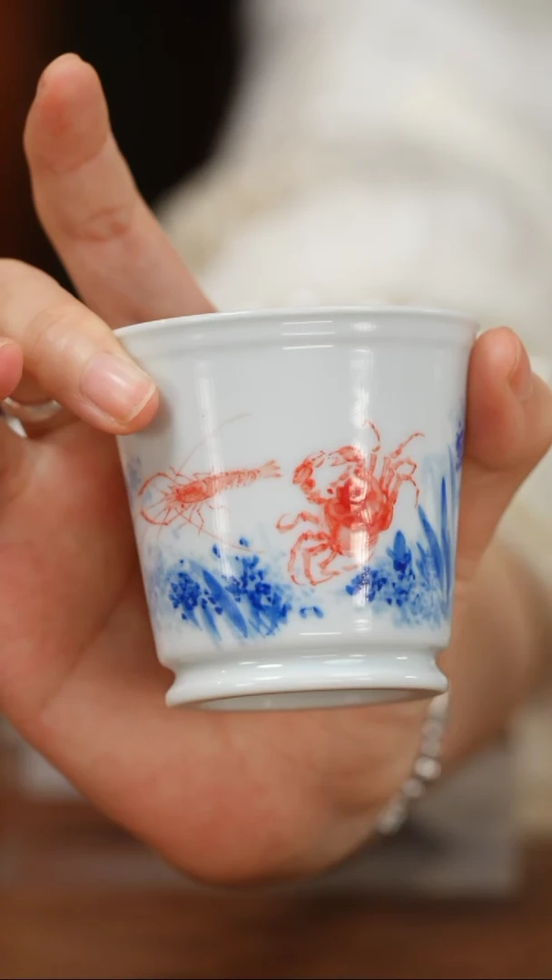 ms一儒堂青花虾蟹单杯
