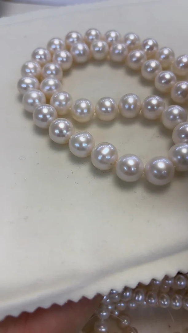 颈饰银S925镶嵌淡水珍珠10.5-11.5无核白珠项链