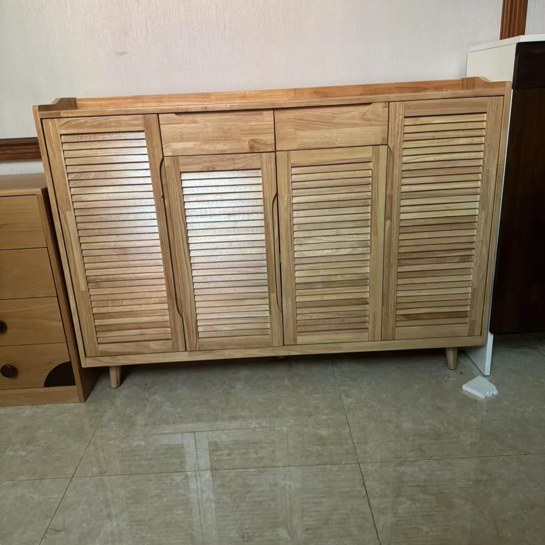 【清仓专属】北欧全实木鞋柜百叶门玄关柜客厅收纳柜家用门口鞋架