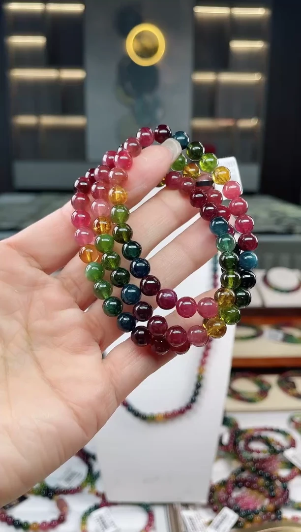 未镶嵌老矿碧玺三圈手串7mm+碧玺（多样性发一条）T