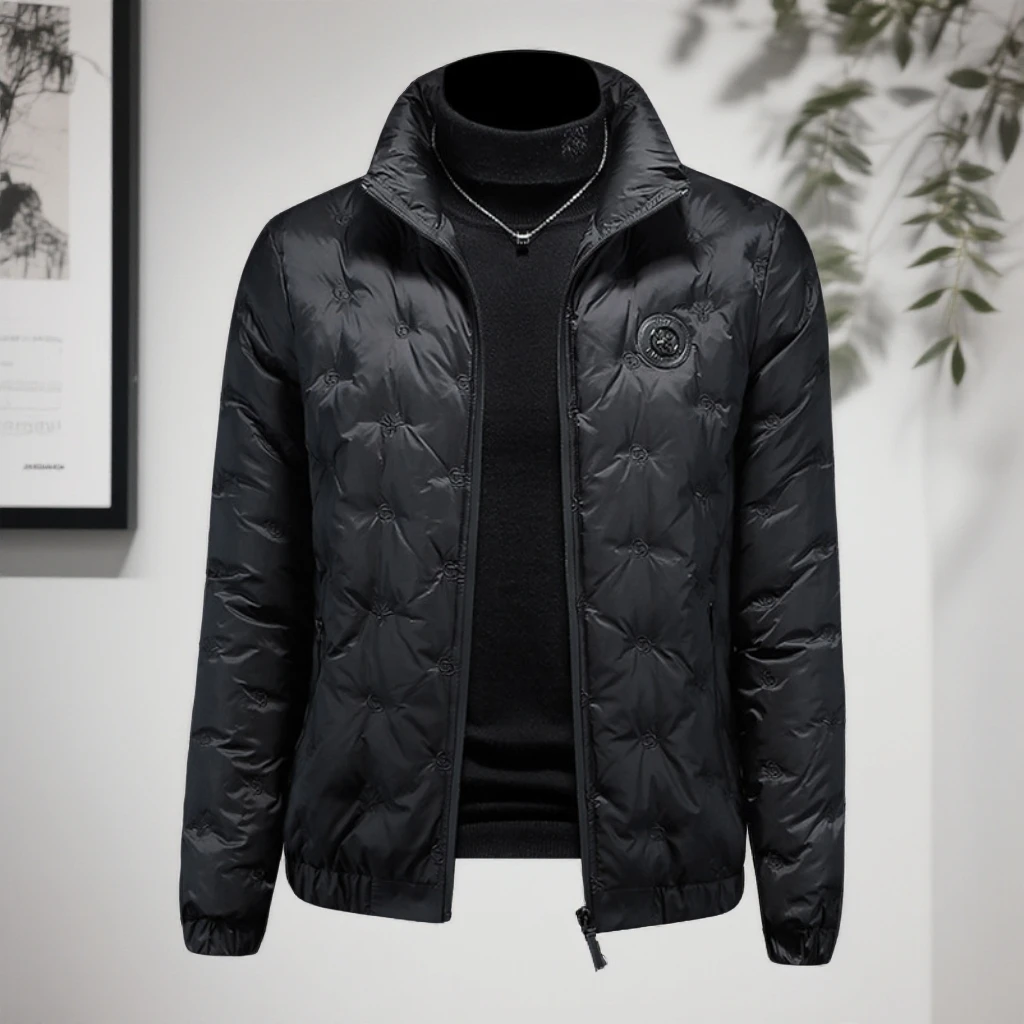 诺顿雷斯时尚冬季新款白鸭绒亮面立领羽绒服男士外套加厚潮流轻薄