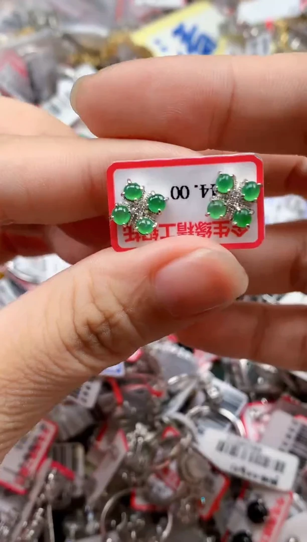 银S925镶嵌戒指翡翠天然A货缅甸翡翠