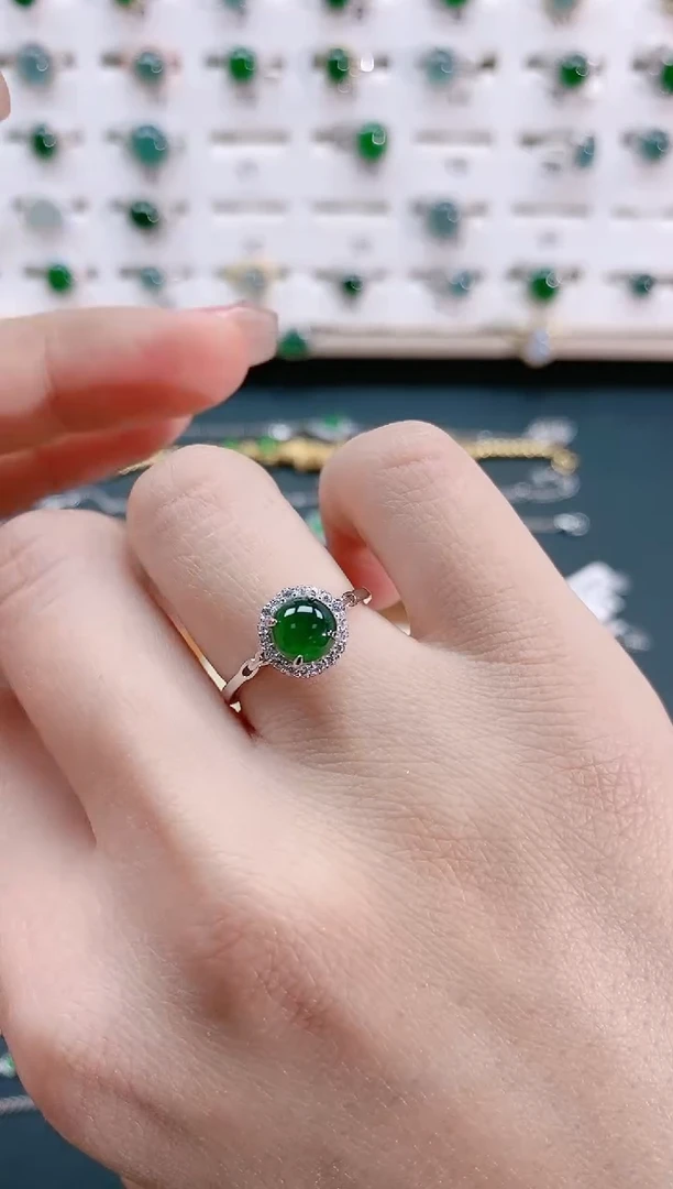 【闪购商品】翡翠戒指银S925镶嵌 天然翡翠