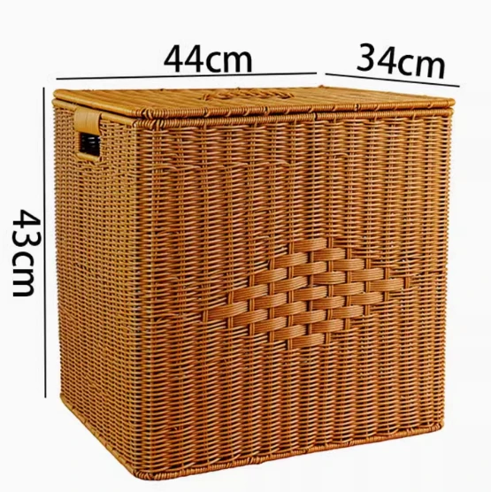 A161仿藤手工编织长方形特大号带盖收纳箱