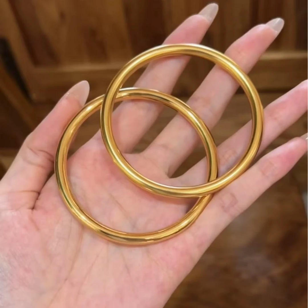 铜合金手镯 新中式手镯女实心素圈古法镯子时尚百搭手镯不掉色