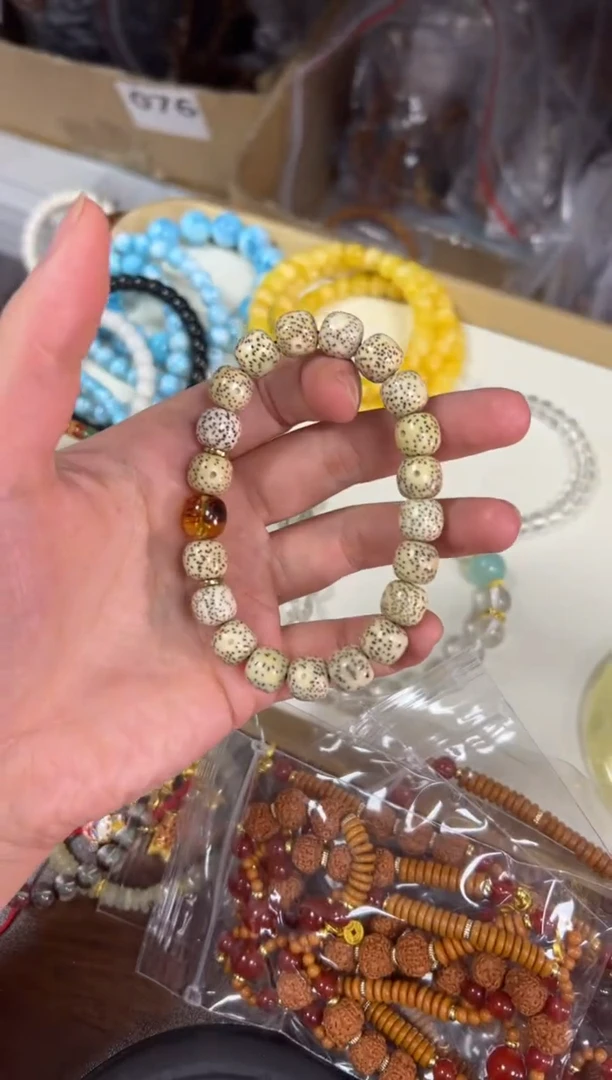 未镶嵌菩提手串原生态星月花珀桶珠手链[1833]