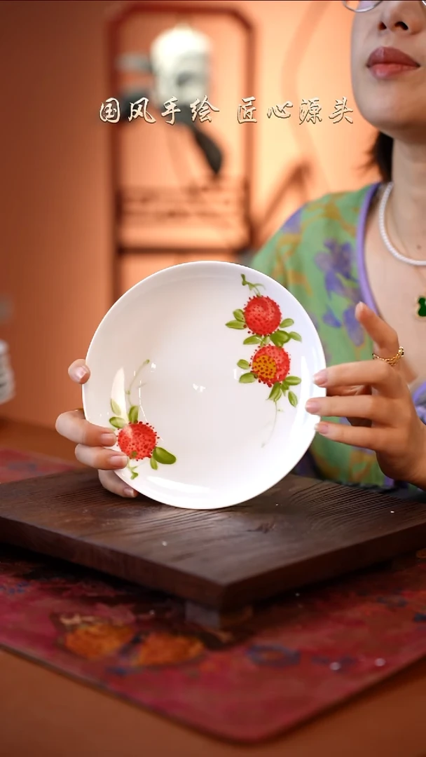 陶瓷景德镇高温釉中彩餐具（无毒无铅无镉）孤品款 仙女盘