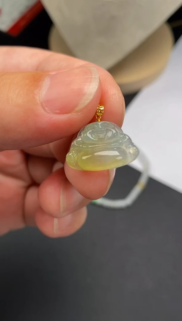 翡翠18K金镶嵌颈饰天然A货翡翠