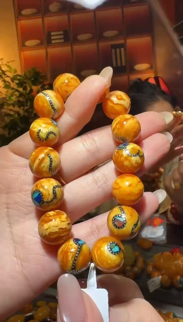 蜜蜡颈饰未镶嵌4354天然蜜蜡珠宝奇石全都保真