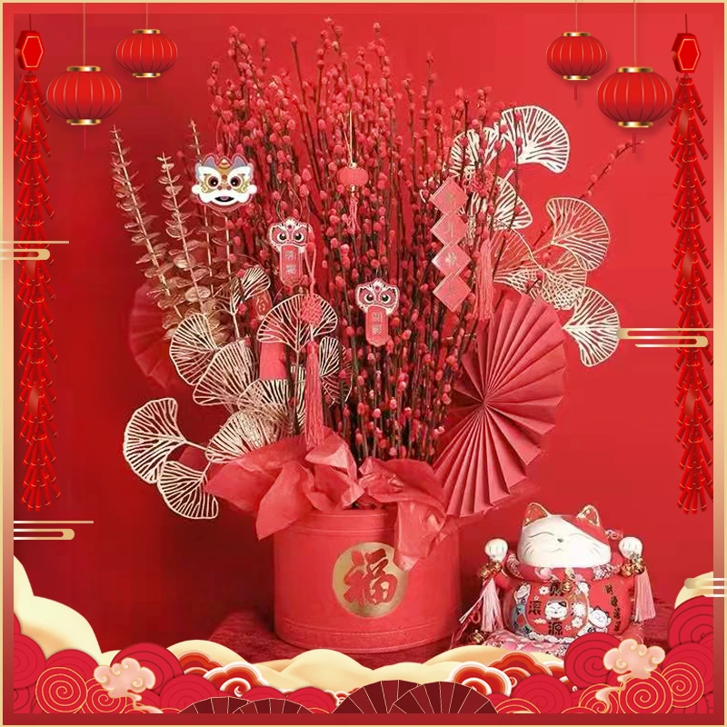 【万事如意】年宵花银柳福桶新年礼物新年好礼一份送朋友花店送花上门