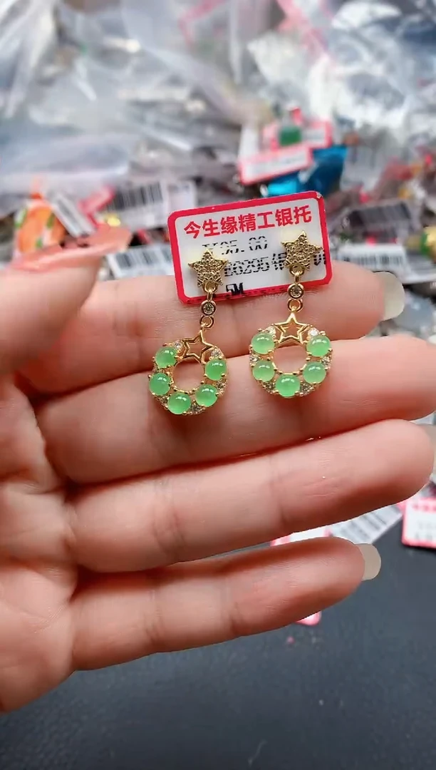 银S925镶嵌戒指翡翠天然A货缅甸翡翠