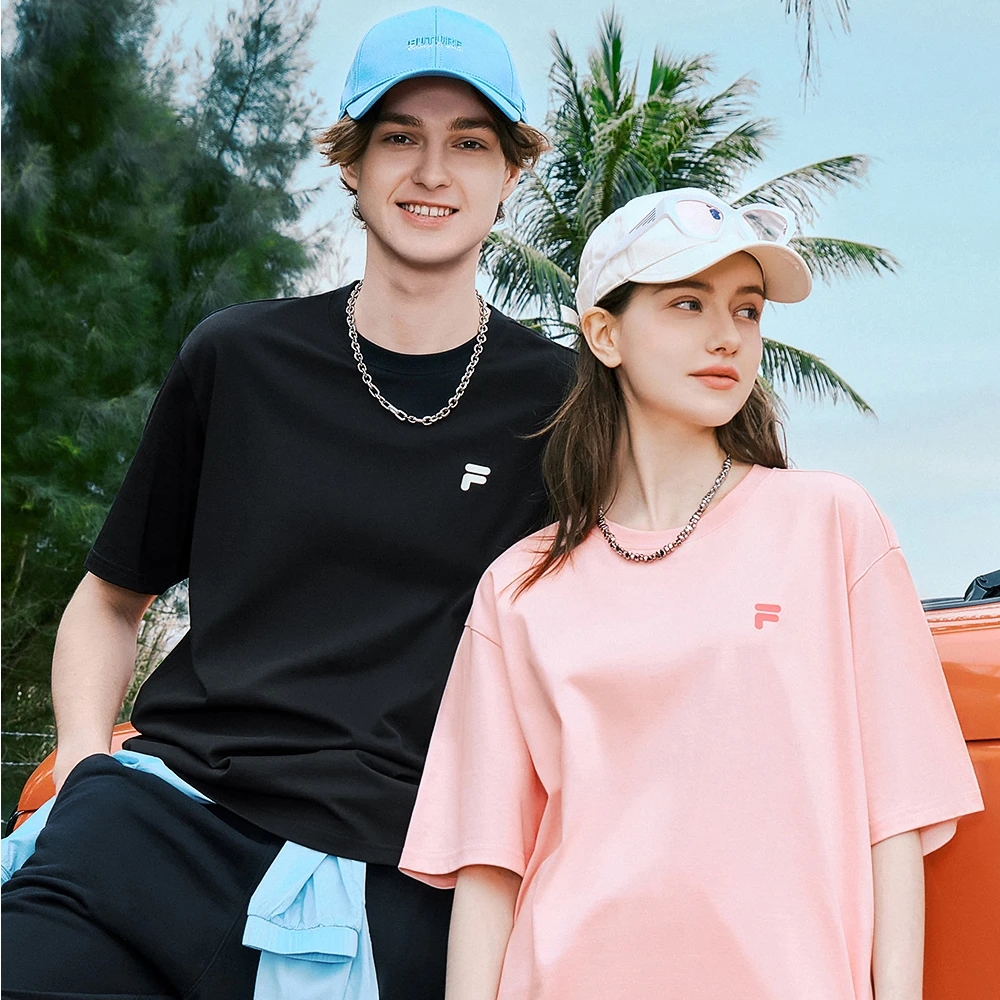 【凉感+防晒】FILA斐乐正品休闲多彩短袖情侣T恤舒适宽松T11U513102