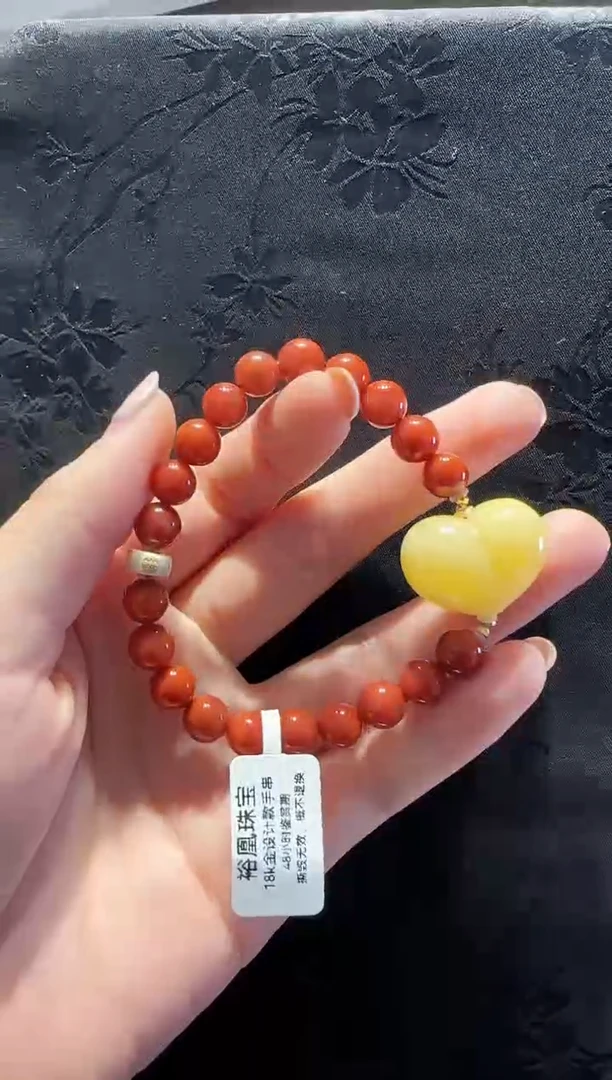 18K金镶嵌手串南红玛瑙珠宝原创