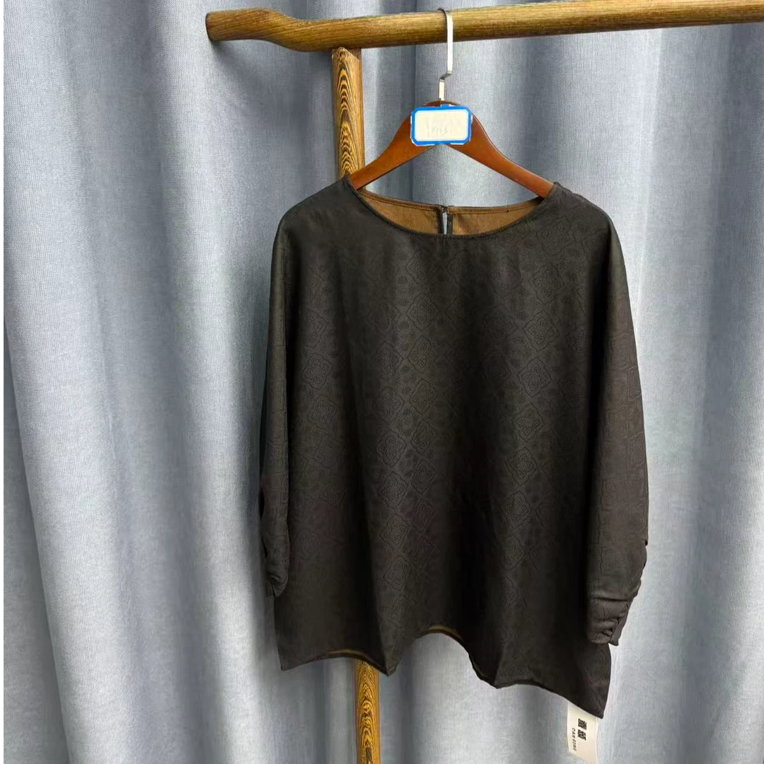 新款休闲时尚圆领桑蚕丝短袖上衣女X113