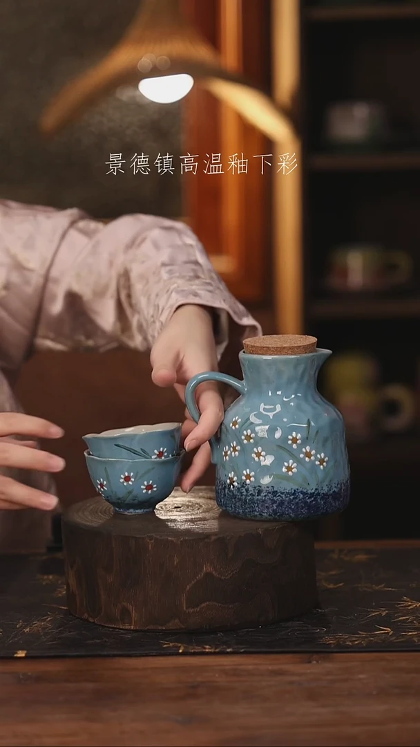 陶瓷景德镇高温釉下手绘陶瓷@L416@