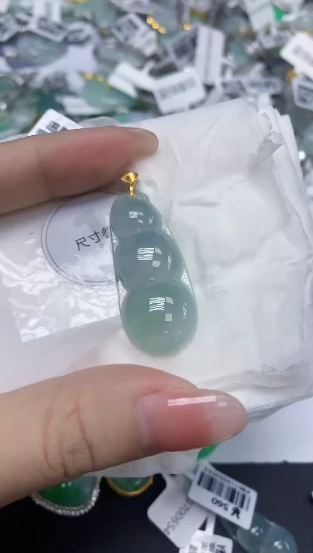 颈饰18K金镶嵌翡翠天然缅甸翡翠A货百元以上9元证书费自理