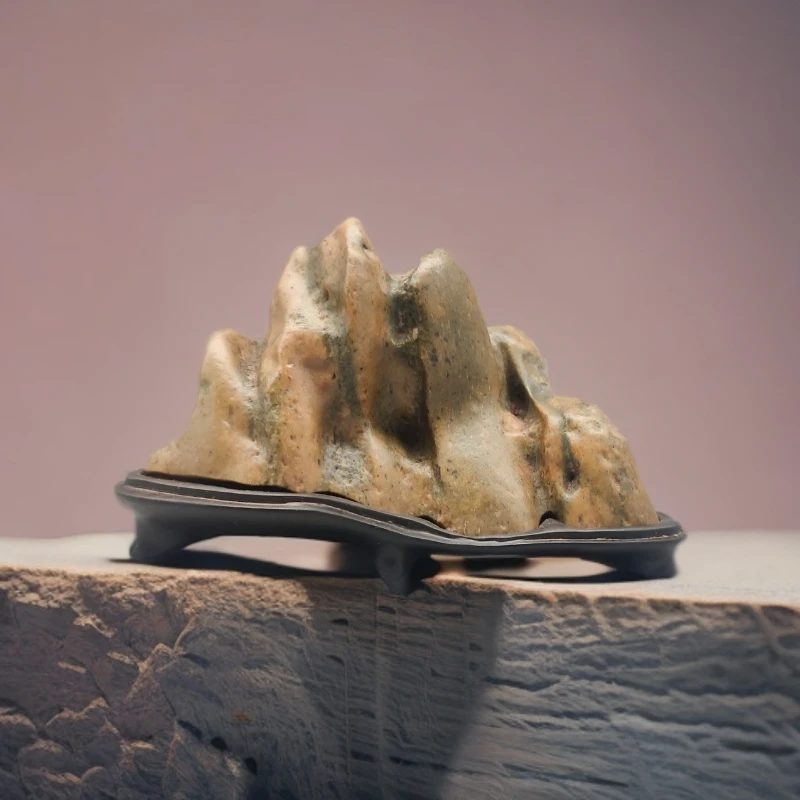 家用简约轻奢复古创意戈壁石精美山形石摆件创意简约中式室内