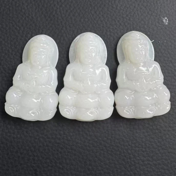 新疆和田玉金山矿白玉观音吊坠  多样性发一