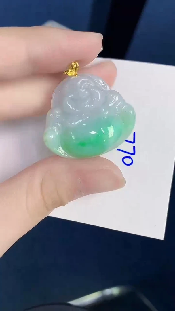 颈饰18K金镶嵌翡翠天然翡翠缅甸A货