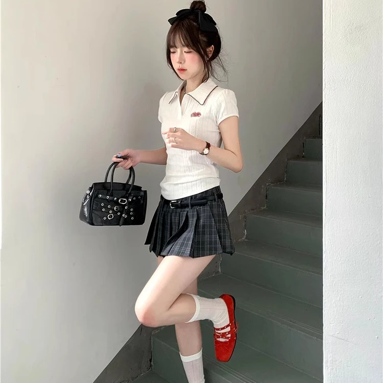 高级感白色正肩上衣搭连衣裙子女夏季2025新款爆款韩系穿搭一整套