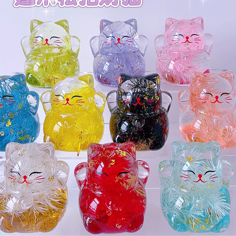 （30成团）【蓬莱松招财猫】10个颜色入油办公室桌面卡通DIY摆件